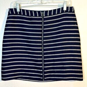 The Limited Navy & Silver Mini Skirt with Zipper Front Size 8